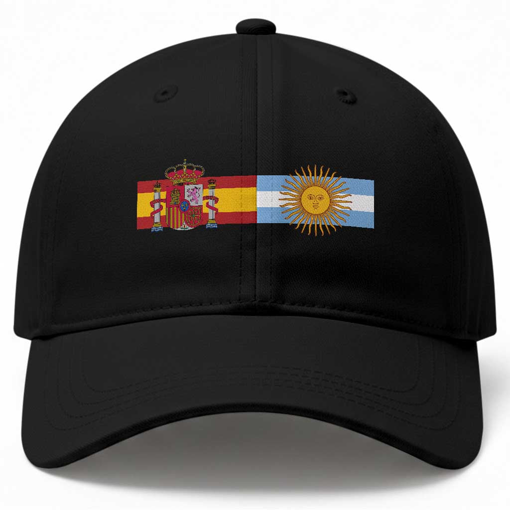 Spain Argentina Dual Flag Graphic Baseball Cap Mixed Roots Spanish Argentine Heritage Pride Match Day TS02 Print Your Wear