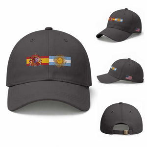 Spain Argentina Dual Flag Graphic Baseball Cap Mixed Roots Spanish Argentine Heritage Pride Match Day