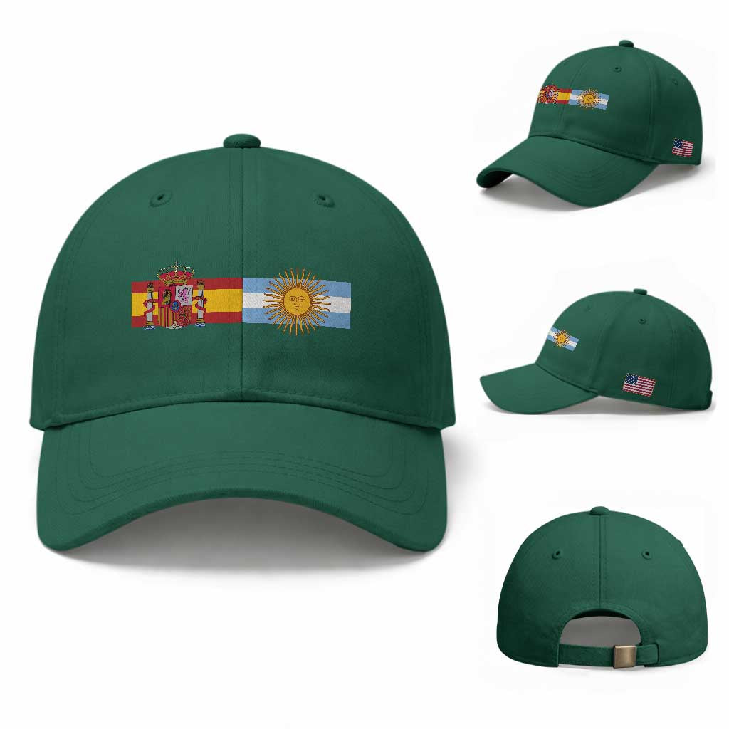 Spain Argentina Dual Flag Graphic Baseball Cap Mixed Roots Spanish Argentine Heritage Pride Match Day