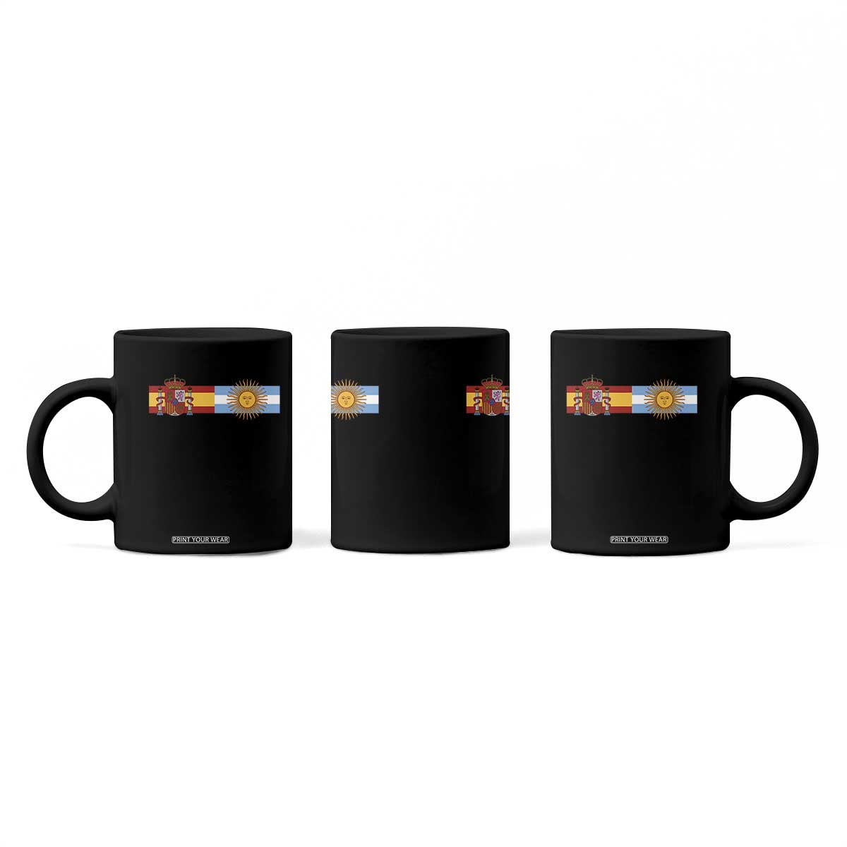 Spain Argentina Dual Flag Graphic Coffee Mug Mixed Roots Spanish Argentine Heritage Pride Match Day