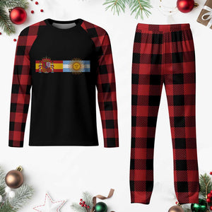 Spain Argentina Dual Flag Graphic Plaid Pajama Set Mixed Roots Spanish Argentine Heritage Pride Match Day