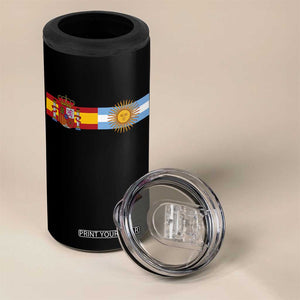 Spain Argentina Dual Flag Graphic 4 in 1 Can Cooler Tumbler Mixed Roots Spanish Argentine Heritage Pride Match Day