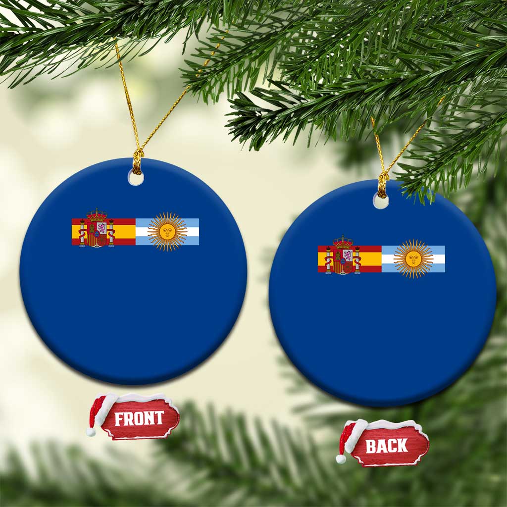 Spain Argentina Dual Flag Graphic Ceramic Ornament Mixed Roots Spanish Argentine Heritage Pride Match Day