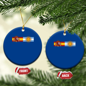Spain Argentina Dual Flag Graphic Ceramic Ornament Mixed Roots Spanish Argentine Heritage Pride Match Day