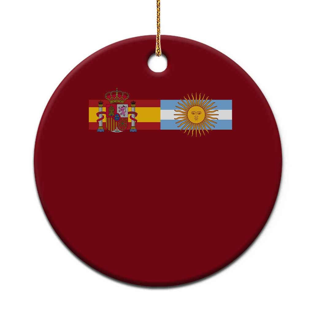 Spain Argentina Dual Flag Graphic Ceramic Ornament Mixed Roots Spanish Argentine Heritage Pride Match Day