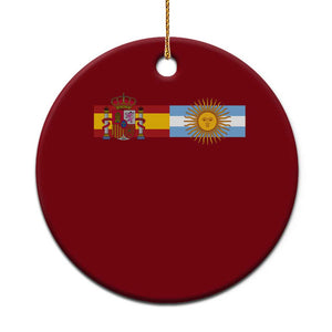 Spain Argentina Dual Flag Graphic Ceramic Ornament Mixed Roots Spanish Argentine Heritage Pride Match Day