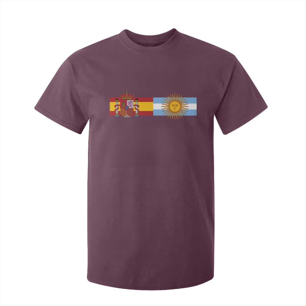 Spain Argentina Dual Flag Graphic T Shirt For Kid Mixed Roots Spanish Argentine Heritage Pride Match Day