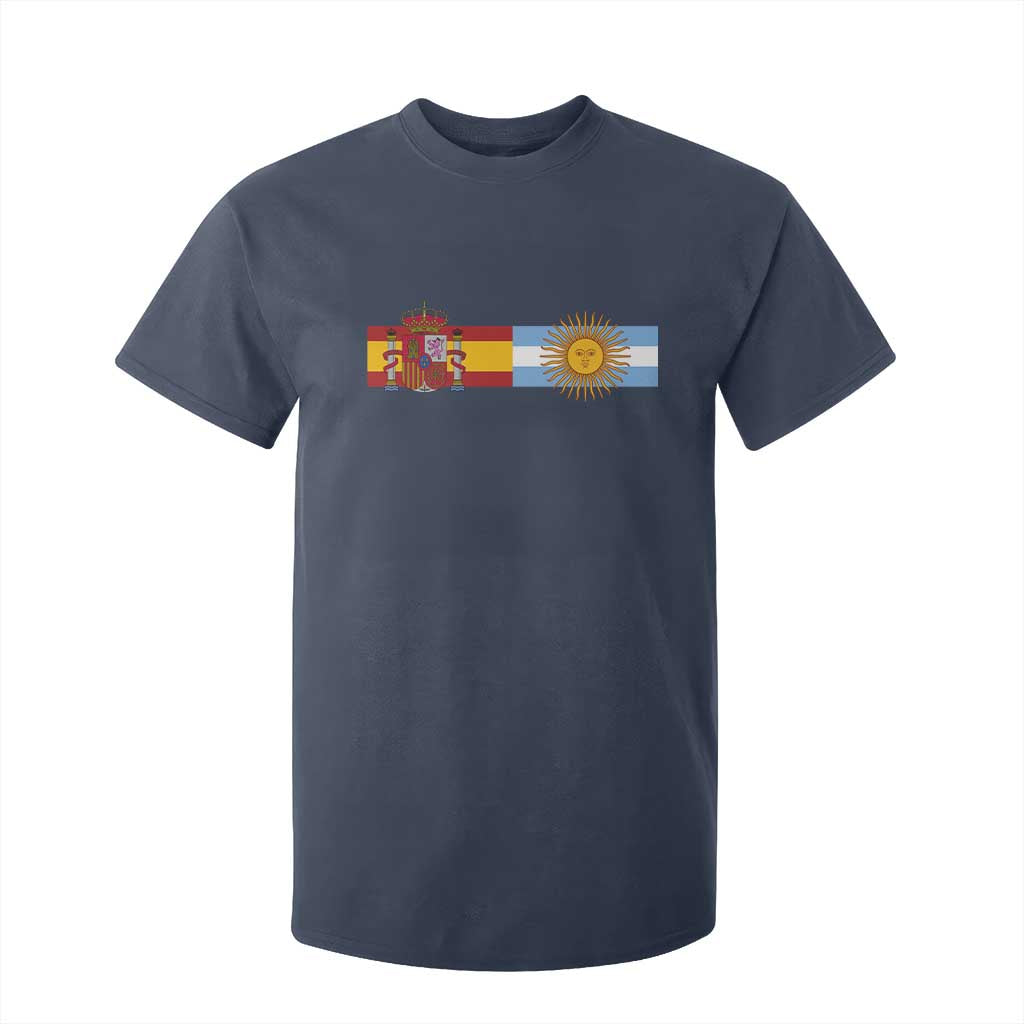 Spain Argentina Dual Flag Graphic T Shirt For Kid Mixed Roots Spanish Argentine Heritage Pride Match Day