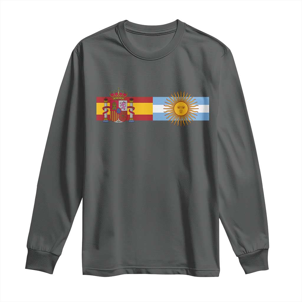 Spain Argentina Dual Flag Graphic Long Sleeve Shirt Mixed Roots Spanish Argentine Heritage Pride Match Day