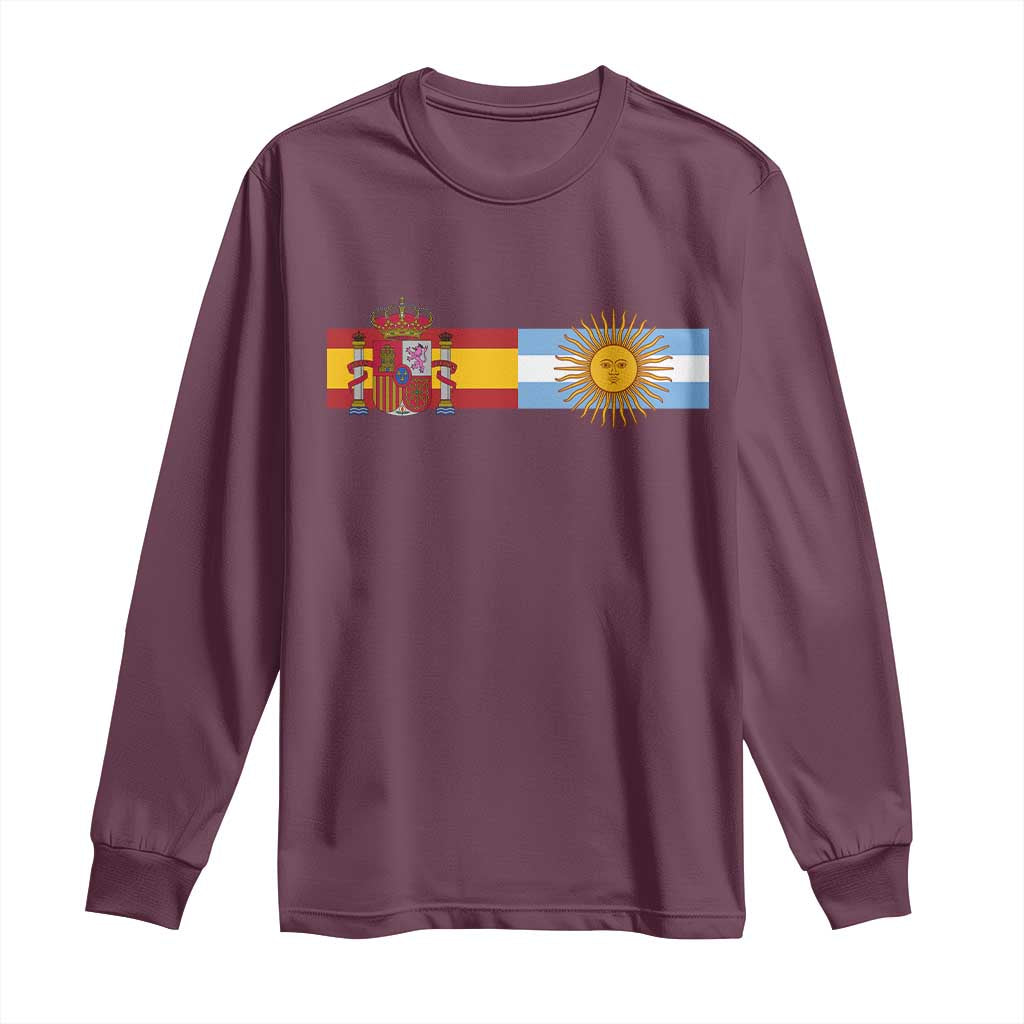 Spain Argentina Dual Flag Graphic Long Sleeve Shirt Mixed Roots Spanish Argentine Heritage Pride Match Day