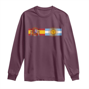 Spain Argentina Dual Flag Graphic Long Sleeve Shirt Mixed Roots Spanish Argentine Heritage Pride Match Day