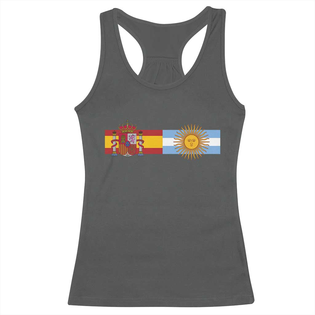 Spain Argentina Dual Flag Graphic Racerback Tank Top Mixed Roots Spanish Argentine Heritage Pride Match Day