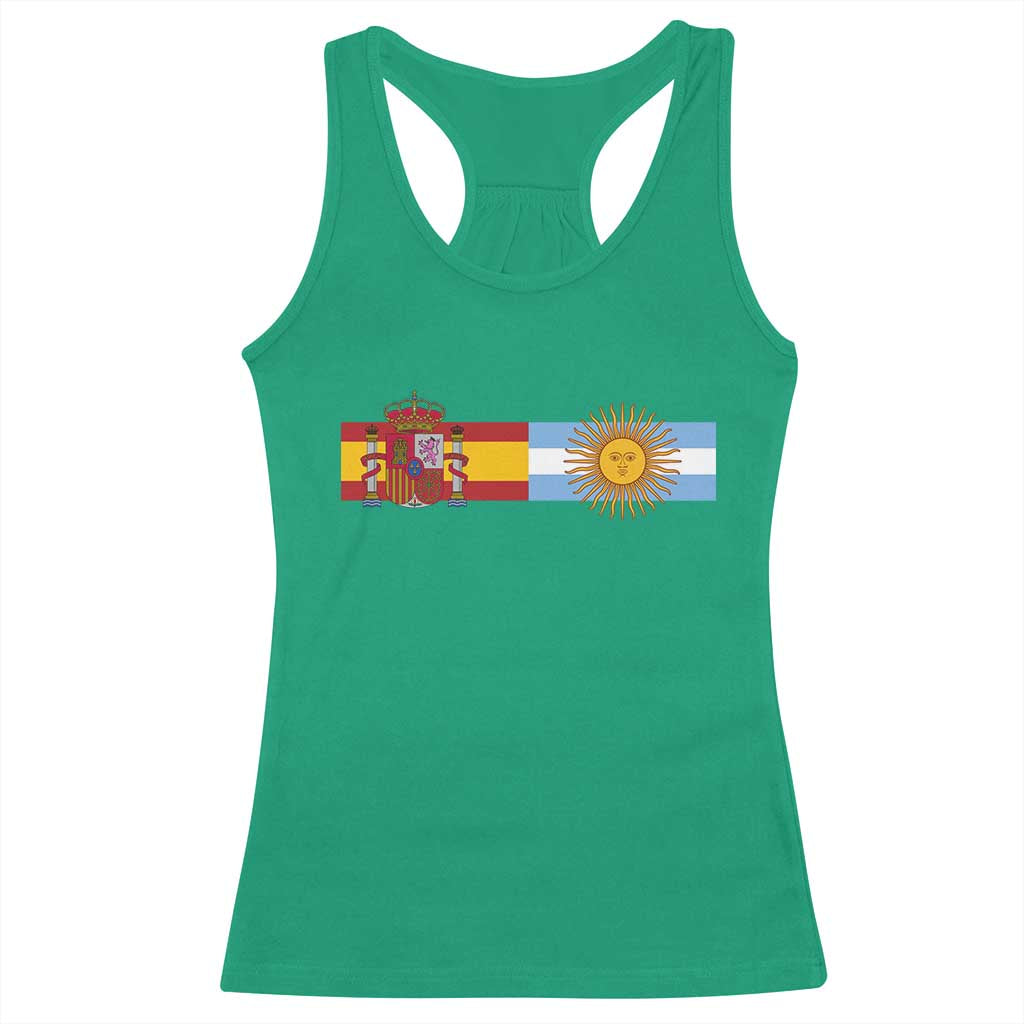 Spain Argentina Dual Flag Graphic Racerback Tank Top Mixed Roots Spanish Argentine Heritage Pride Match Day
