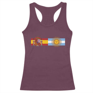 Spain Argentina Dual Flag Graphic Racerback Tank Top Mixed Roots Spanish Argentine Heritage Pride Match Day