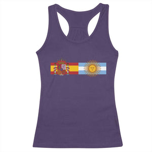 Spain Argentina Dual Flag Graphic Racerback Tank Top Mixed Roots Spanish Argentine Heritage Pride Match Day