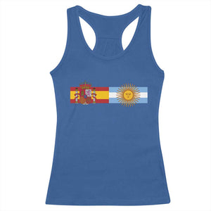 Spain Argentina Dual Flag Graphic Racerback Tank Top Mixed Roots Spanish Argentine Heritage Pride Match Day