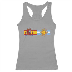 Spain Argentina Dual Flag Graphic Racerback Tank Top Mixed Roots Spanish Argentine Heritage Pride Match Day