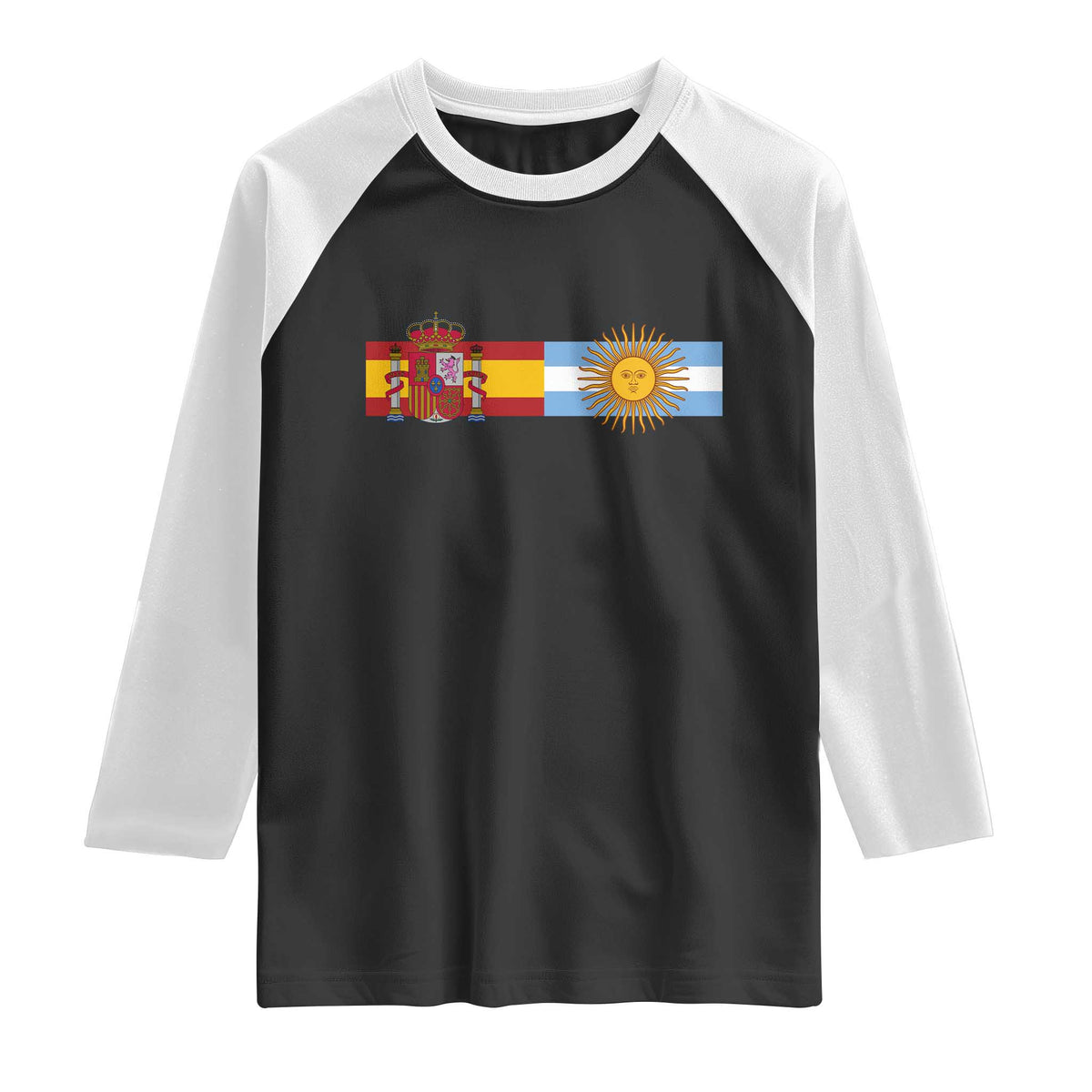 Spain Argentina Dual Flag Graphic Raglan Shirt Mixed Roots Spanish Argentine Heritage Pride Match Day