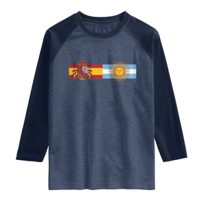 Spain Argentina Dual Flag Graphic Raglan Shirt Mixed Roots Spanish Argentine Heritage Pride Match Day