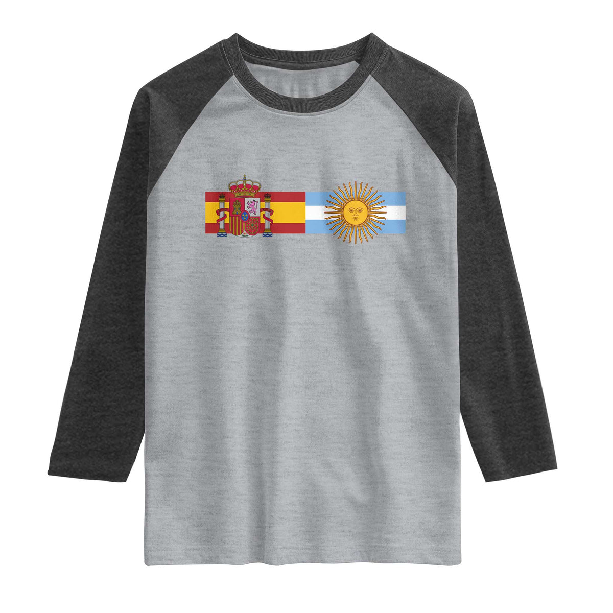 Spain Argentina Dual Flag Graphic Raglan Shirt Mixed Roots Spanish Argentine Heritage Pride Match Day