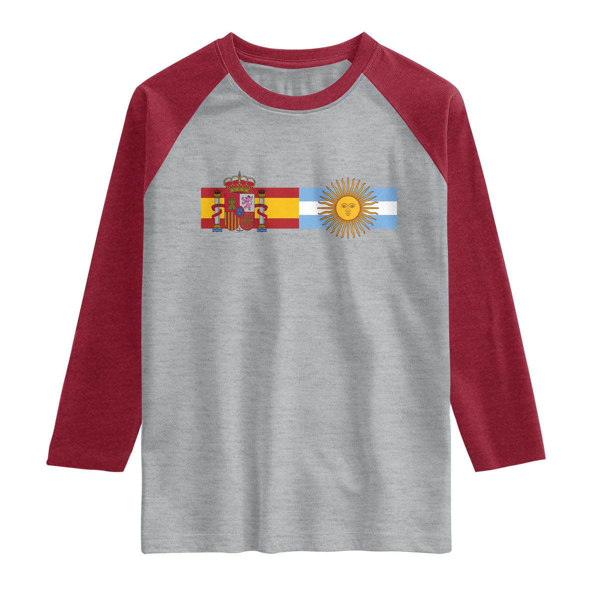 Spain Argentina Dual Flag Graphic Raglan Shirt Mixed Roots Spanish Argentine Heritage Pride Match Day