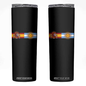 Spain Argentina Dual Flag Graphic Skinny Tumbler Mixed Roots Spanish Argentine Heritage Pride Match Day