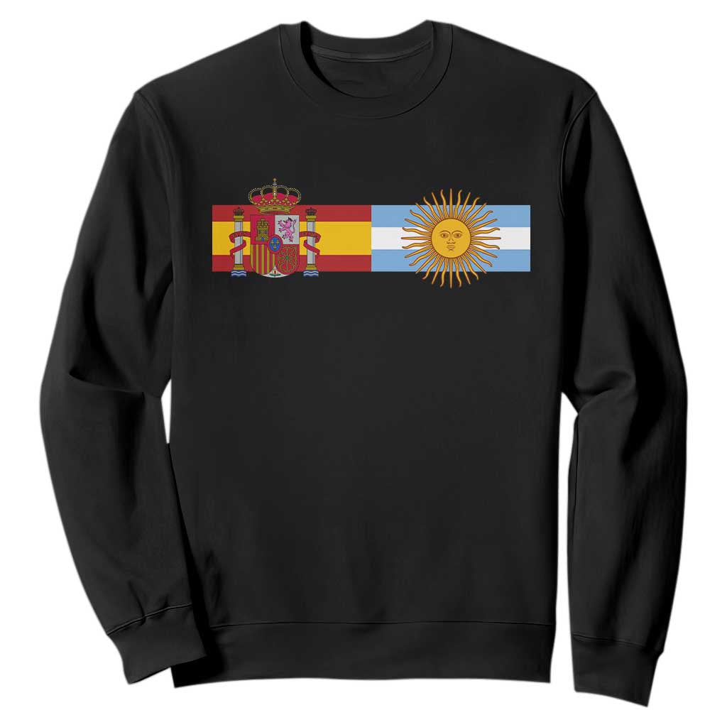 Spain Argentina Dual Flag Graphic Sweatshirt Mixed Roots Spanish Argentine Heritage Pride Match Day