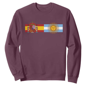 Spain Argentina Dual Flag Graphic Sweatshirt Mixed Roots Spanish Argentine Heritage Pride Match Day