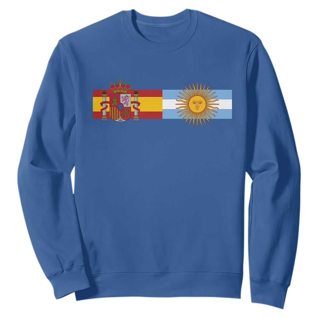 Spain Argentina Dual Flag Graphic Sweatshirt Mixed Roots Spanish Argentine Heritage Pride Match Day