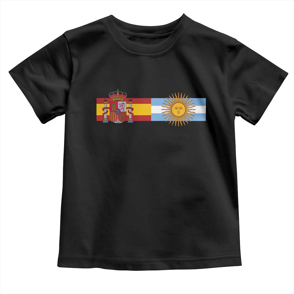 Spain Argentina Dual Flag Graphic Toddler T Shirt Mixed Roots Spanish Argentine Heritage Pride Match Day TS02 Black Print Your Wear