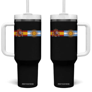 Spain Argentina Dual Flag Graphic Tumbler With Handle Mixed Roots Spanish Argentine Heritage Pride Match Day