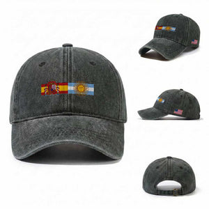 Spain Argentina Dual Flag Graphic Washed Cotton Baseball Cap Mixed Roots Spanish Argentine Heritage Pride Match Day