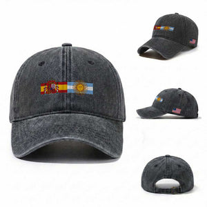Spain Argentina Dual Flag Graphic Washed Cotton Baseball Cap Mixed Roots Spanish Argentine Heritage Pride Match Day