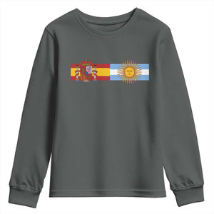 Spain Argentina Dual Flag Graphic Youth Sweatshirt Mixed Roots Spanish Argentine Heritage Pride Match Day