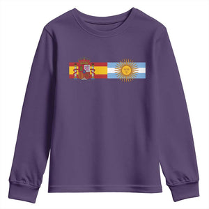 Spain Argentina Dual Flag Graphic Youth Sweatshirt Mixed Roots Spanish Argentine Heritage Pride Match Day