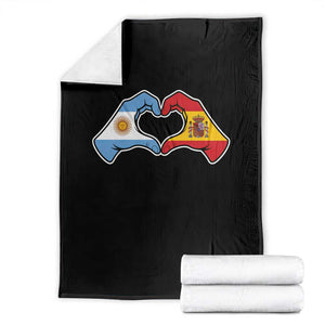 Argentina Spain Flag Heart Hands Graphic Throw Blanket Argentine Spanish Mixed Roots Pride Dual Heritage Match Day