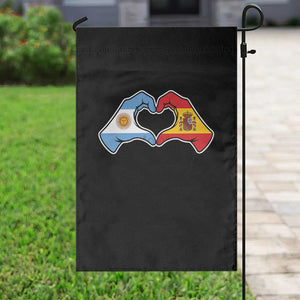 Argentina Spain Flag Heart Hands Graphic Garden Flag Argentine Spanish Mixed Roots Pride Dual Heritage Match Day