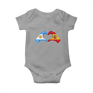 Argentina Spain Flag Heart Hands Graphic Baby Onesie Argentine Spanish Mixed Roots Pride Dual Heritage Match Day