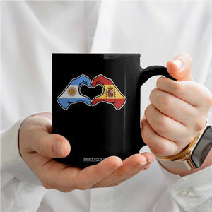 Argentina Spain Flag Heart Hands Graphic Coffee Mug Argentine Spanish Mixed Roots Pride Dual Heritage Match Day