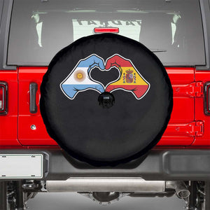 Argentina Spain Flag Heart Hands Graphic Spare Tire Cover Argentine Spanish Mixed Roots Pride Dual Heritage Match Day