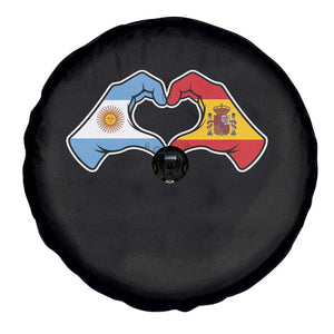 Argentina Spain Flag Heart Hands Graphic Spare Tire Cover Argentine Spanish Mixed Roots Pride Dual Heritage Match Day