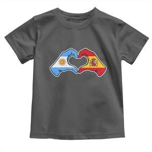 Argentina Spain Flag Heart Hands Graphic Toddler T Shirt Argentine Spanish Mixed Roots Pride Dual Heritage Match Day