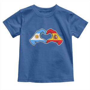 Argentina Spain Flag Heart Hands Graphic Toddler T Shirt Argentine Spanish Mixed Roots Pride Dual Heritage Match Day
