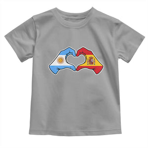 Argentina Spain Flag Heart Hands Graphic Toddler T Shirt Argentine Spanish Mixed Roots Pride Dual Heritage Match Day