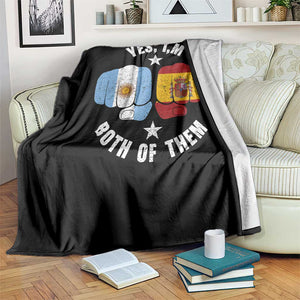 Yes Im Both Of Them Argentina Spain Fist Bump Graphic Throw Blanket Proud Spanish Argentine Dual Heritage Pride Match Day
