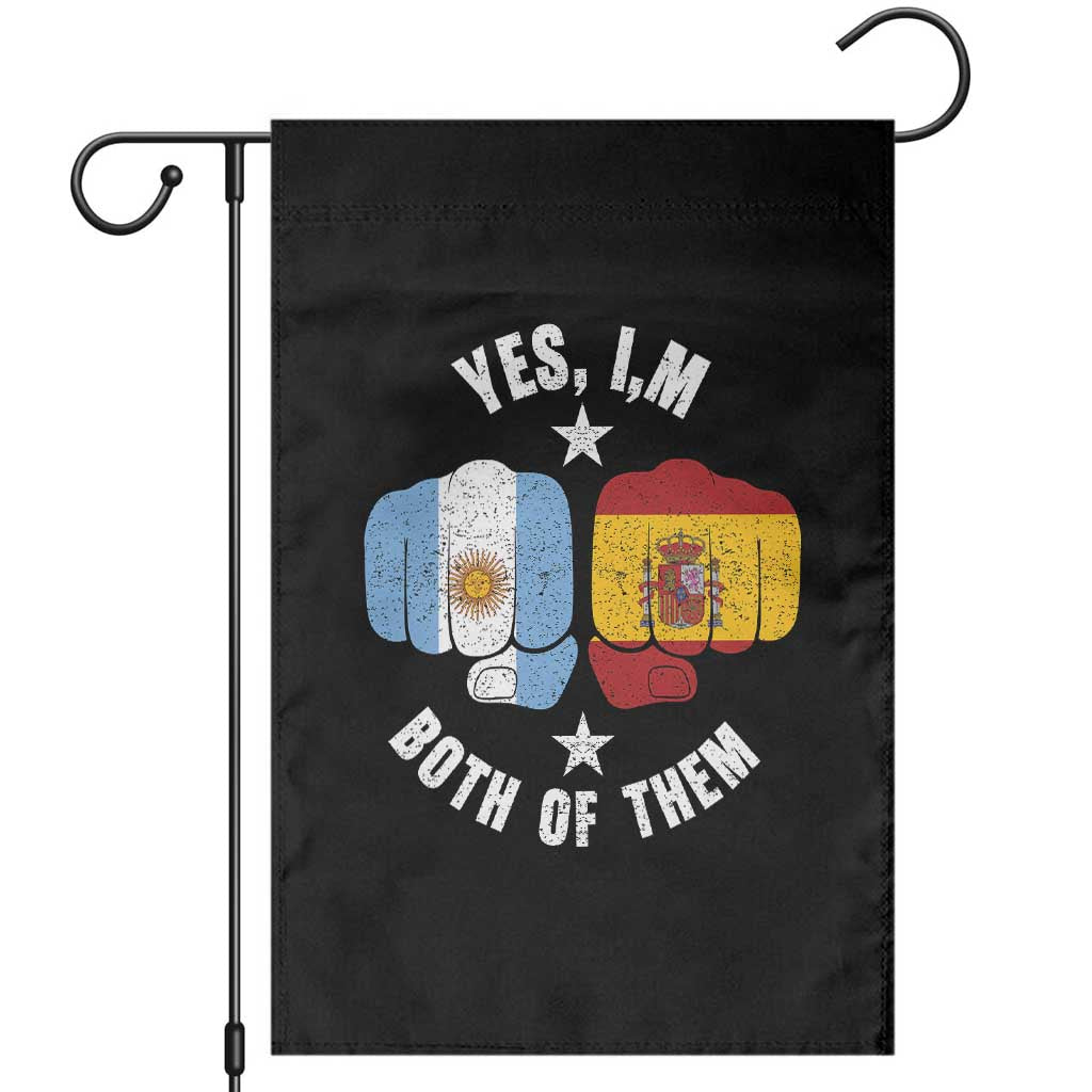 Yes Im Both Of Them Argentina Spain Fist Bump Graphic Garden Flag Proud Spanish Argentine Dual Heritage Pride Match Day TS02 Black Print Your Wear