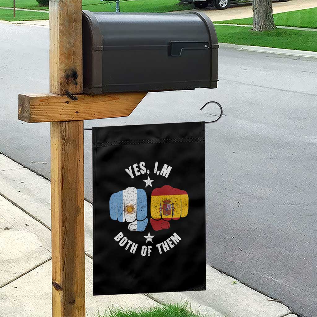 Yes Im Both Of Them Argentina Spain Fist Bump Graphic Garden Flag Proud Spanish Argentine Dual Heritage Pride Match Day