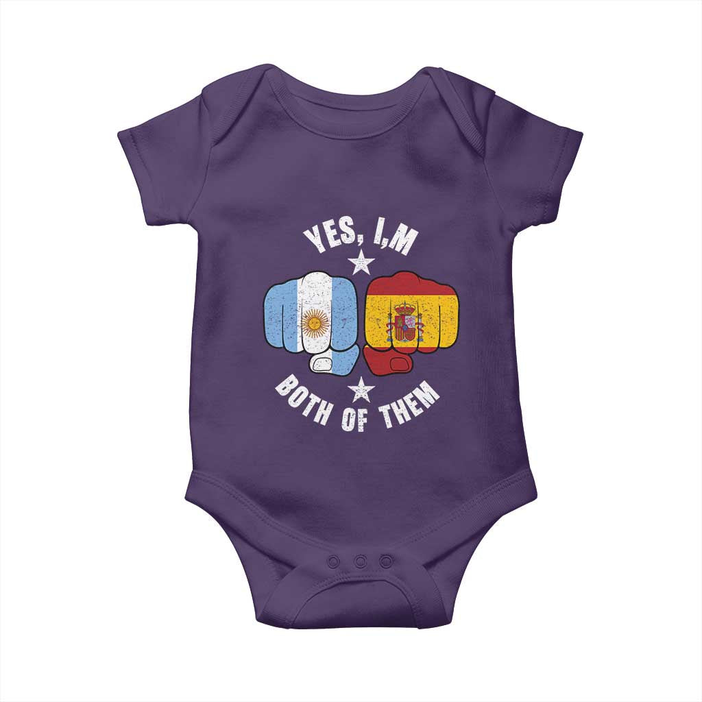 Yes Im Both Of Them Argentina Spain Fist Bump Graphic Baby Onesie Proud Spanish Argentine Dual Heritage Pride Match Day