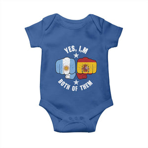 Yes Im Both Of Them Argentina Spain Fist Bump Graphic Baby Onesie Proud Spanish Argentine Dual Heritage Pride Match Day