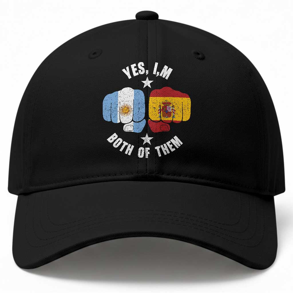 Yes Im Both Of Them Argentina Spain Fist Bump Graphic Baseball Cap Proud Spanish Argentine Dual Heritage Pride Match Day TS02 Print Your Wear